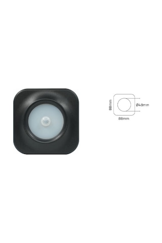 3 Watt Radar Sensörlü, Siyah Kasa, Amber Işık Merdiven, Koridor, Basamak, Hol Armatürü - Led Armatür Siyah