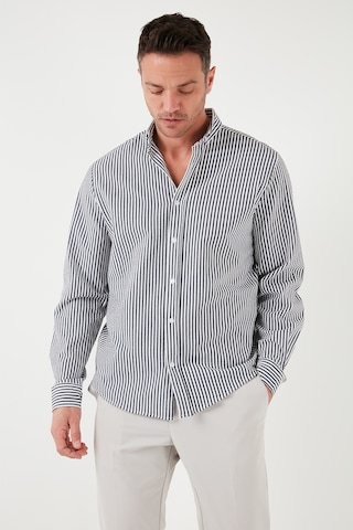 Buratti Pamuklu Çizgili Düğmeli Yaka Uzun Kollu Regular Fit Erkek Gömlek Cf23S112237 Siyah