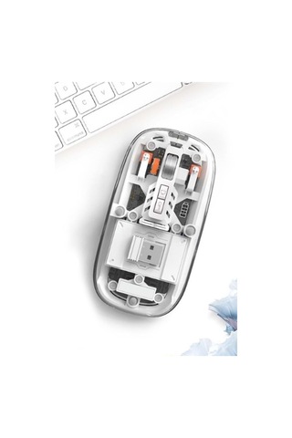 Sessiz Şeffaf Tasarım Zarif Ev Ofis Oyuncu Hem Bt Hem Dongle İle Kullanılabilir Mouse Beyaz Diğer