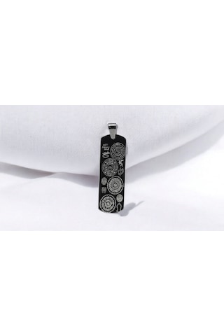 Dualı Titanyum Kaplama Dikdörtgen Çelik Kolye Maneviyat, Zarafet Siyah