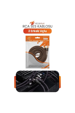 Rca Ses Kablosu 2 Erkek Uçlu Audio Kablo Amfi Teyp Bağlantı Kahverengi