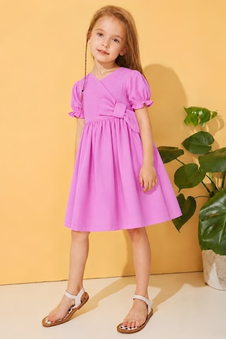 Esila Kids Kız Çocuk Elibse Flam Pamuk İnce Yazlık Elbise Lila