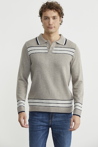 Sementa Polo Yaka Kilim Motifli Triko Kazak - Vizon Vizon