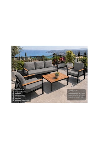 Balkon Mobilyası , Bahçe Mobilyası, 3-1-1 Takıma Uygun, Minder Kılıfı , Koruyucu Kılıf ,outdoor Kumaş Gri