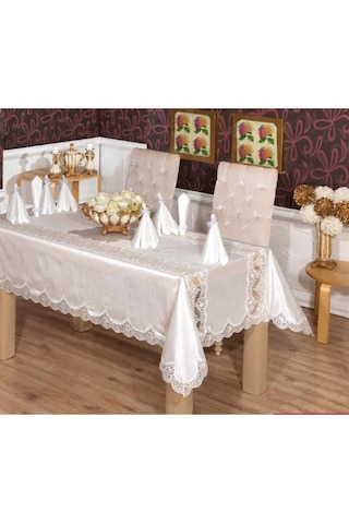 Elenora Osmanlı Ipeği Güpürlü Sofra Takımı 8 Kşl. 170x240cm 17prç. - 455 Çok Renkli