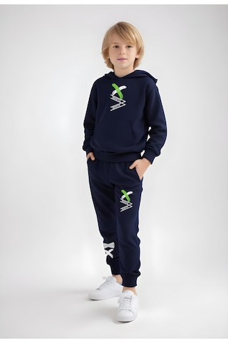 Fyk Kids Kapüşonlu Baskı Detaylı Erkek Çocuk Eşofman Takımı 3'lü - Çok Renkli