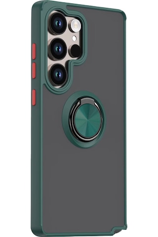 Gpack Samsung Galaxy Uyumlu S26 Ultra Kılıf Montreal Yüzüklü Standlı Arkası Buğulu Yeşil
