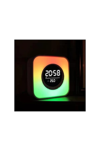 Rgb Led Bluetooth Hoparlörlü Dijital Masa Saati, Çalar Saat, Gece Lambası, Termometre, Ambiyans Işığı Ve Kablosuz Şarj Destekli Çok Fonksiyonlu Akıllı Saat P10