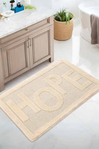 Doğal Kaymaz Taban Banyo Paspas Uzun Ömürlü Yumuşak Dokulu Su Emici Yıkanabilir Hope 60x100 Krem