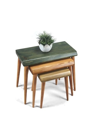 Entema724 Doğal Ağaç Masif Kütük 3’Lü Zigon Sehpa (516602428)