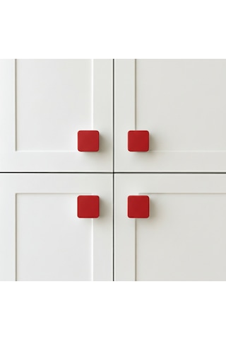 Dolap Kulpu 3,5 X 3,5 Cm Plastik 4 Adet - 30mm Kulp Vidası İle Beraber Gönderilir Kırmızı