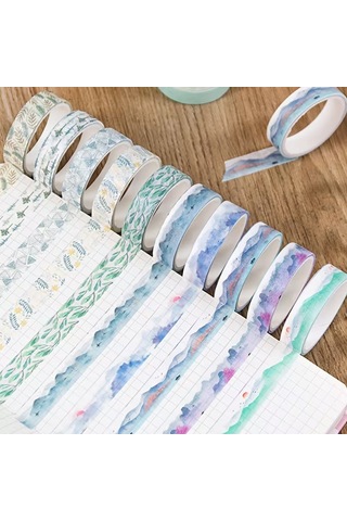 Share Vintage Washi Tape Bant Yapışkanlı Maskeleme Kağıdı Desenli Bant 20'li - Orman Stili Desenler 1
