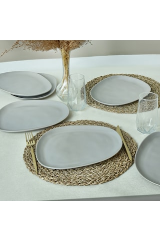 Tabak Servıs Tetra 30 Cm 6 Adet Mat Grı 995