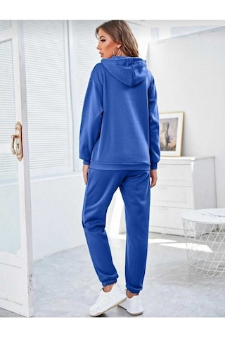 Kozia Outdoors Kapşonlu Esofman Takımı Sweatshirt Jogger Saks Mavi