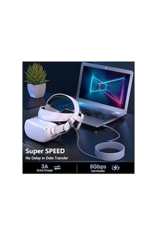 Vr5 Usb3.2 Oculus Quest 3/2/1 Pico 4 Aksesuarları Ve Pc/steam Vr, 5gbps Yüksek Hızlı Pc Veri Aktarımı, Vr Kulaklık, Oyun Bilgisayarı, Sanal Gerçeklik Gözlüğü Uyumlu 5 Metre