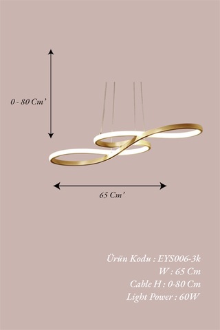 Ey Shop Eskitme Yılan Model 3 Renk Led Avize Eskitme - Gold
