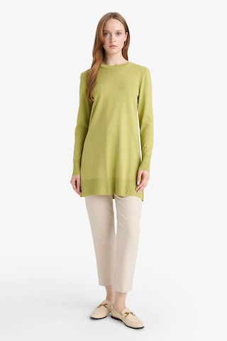 Defacto Regular Fit Bisiklet Yaka Yırtmaçlı Basic Düz Triko Kazak Tunik H3431az25wngn743 Yeşil