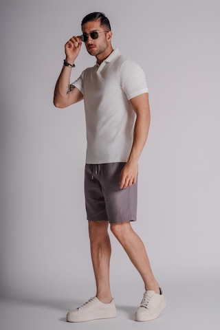 Braccas Erkek Yandan Cepli Beli Lastikli Keten Dokulu Relaxed Fit Jogger Şort Antrasit Antrasit