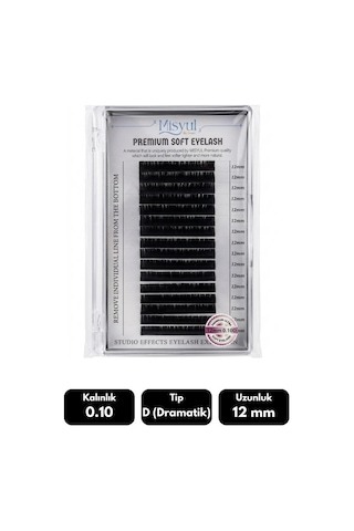 Misyul 0.10d Dramatik Kıvrım 12 Mm Soft Eyelash Doğal İpek Kirpik 16'lı