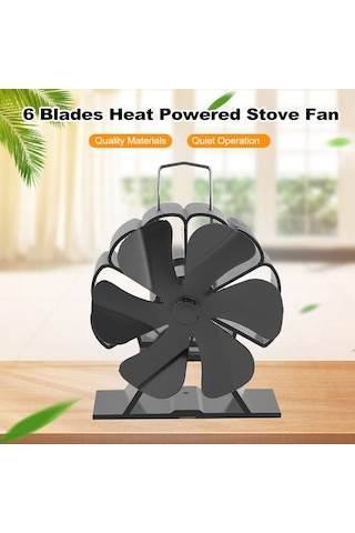 Kanatlı Isı Güçlü Soba Fanı Sessiz Şömine Fanı Hızlı Isınan Hava Soba Siyah
