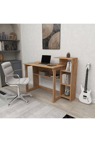 Saye 5 Raflı Kitaplıklı Çalışma Masası Atlantik Çam