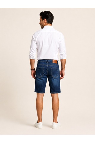 Vigoss 90341-73605 Erkek Comfort Mıd Waıst Denim Şort 90341-73605 Koyu Mavi - Siyah