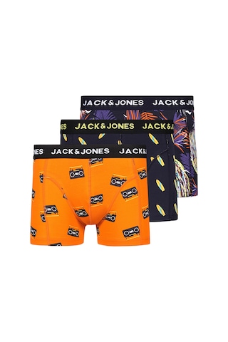 Jack & Jones 3'lü Desenli Karışık Boxer Paketi- Printed 12214907 Navy Blazer Çok Renkli