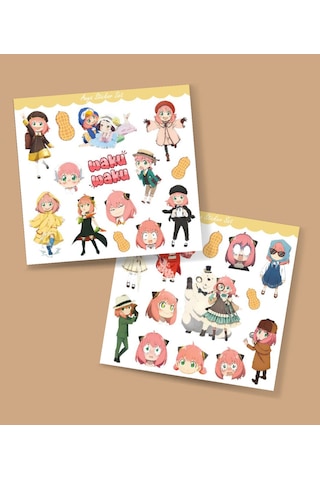 Anya 2 Li Sticker Set Spy X Family Parlak Sticker Hediye Etiket Çıkartmaları Anime Süsleme Yeşil