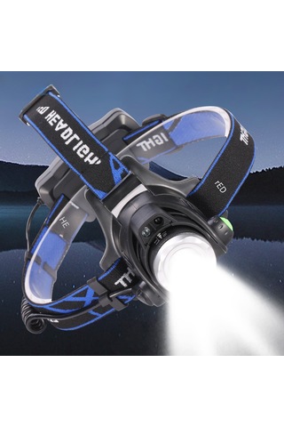 Teltree Dışarıda Balık Tutarken Kullanıma Uygun, Sensörlü, Şarj Edilebilir, Su Geçirmez, Yakın-uzak Odaklanabilir Led Kepçe Işığı T6 Tekli