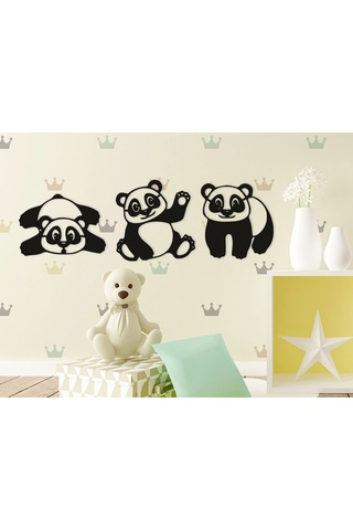 Sevimli Panda 3'lü Bebek Çocuk Odası 3d Duvar Dekoru - Şık Ve Minimalist Tasarım 19cm