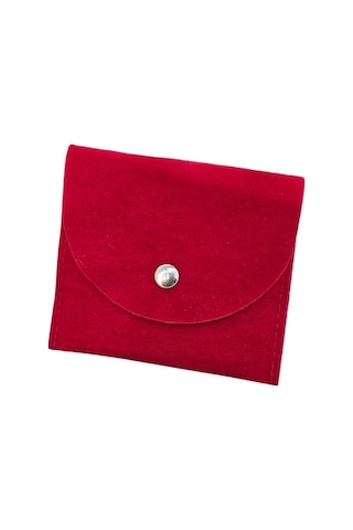 Kadife Süet Zarf Kese Kırmızı 25 Adet 8x10 Boy Takı, Altın Kesesi Çıtçıtlı