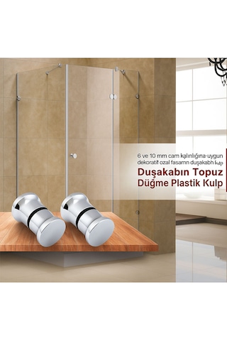 Ayrıntıshop Duşakabin Cam Kabin Kapı Tutamağı Plastik Krom Kaplamalı Krom