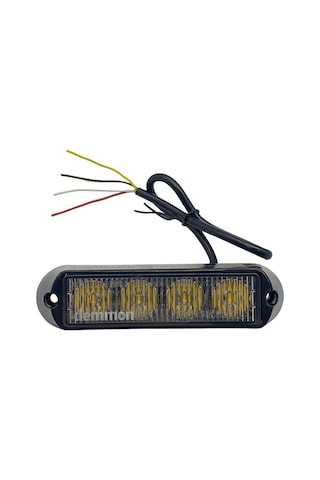 12v-24v Çakar Flaş Led Lamba (Şeffaf) (Sarı/sarı) (4x1w) 18 Fonks
