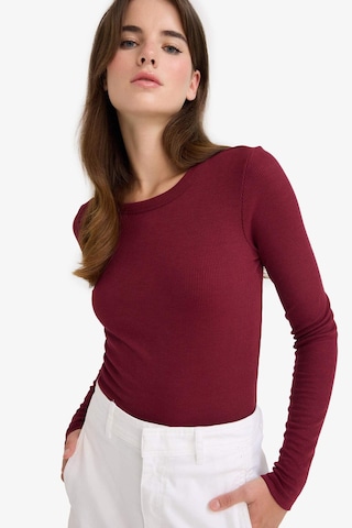 Defacto Slim Fit Dar Kesim Basic Düz Fitilli Kaşkorse Uzun Kollu Tişört E5767ax25aubr115 Bordo