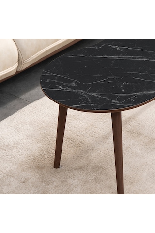 Vovvahome Moon Mdf Ahşap Orta Sehpa - Siyah Mermer