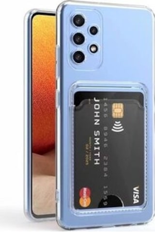 Samsung Galaxy A23 İle Uyumlu Kılıf Kartlıklı Kartvizitli Şeffaf Telefon Kılıfı Kapak