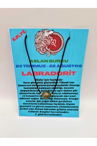 Sertifikalı Aslan Burcu Labradorit Taşı Doğal Taş Kolye Çok REnkli