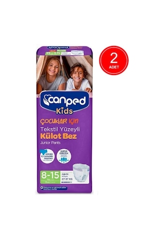 Canped Kids Çocuklar İçin Tekstil Yüzeyli Külot Bez 27-57 KG 8-15 Yaş 2 x 8 Adet