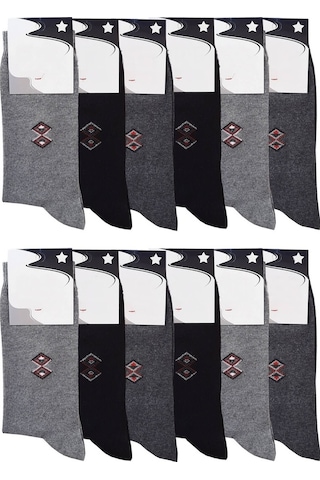 12Li Pamuklu Renkli Ekonomik Sıkmayan Erkek Uzun Soket Çorap