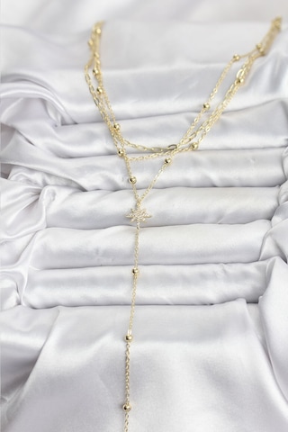 Zarif Boyunlar İçin Golden Pirinç Kutup Yıldızı Üçlü Kombin Kadın Kolye Standart