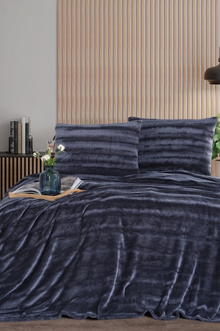 Zebra Casa Cozy Çift Kişilik Battaniye Takımı Lacivert