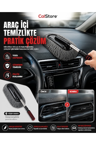 Mikrofiber Püsküllü Araç Yıkama Ve Toz Alma Fırçası Teleskopik Saplı