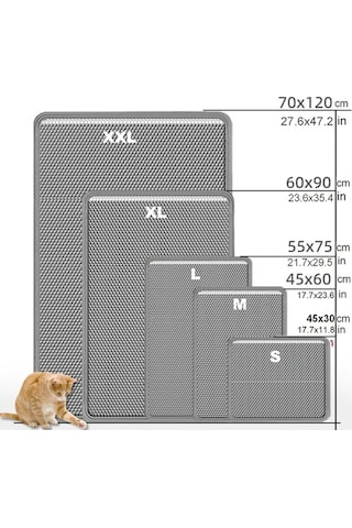 Honeybeeshop Su Geçirmez Kedi Altlığı Black Xxl 47 24x27 56 İnç Yıkanabilir Kokuya Dayanıklı Kedi Kumu Matı