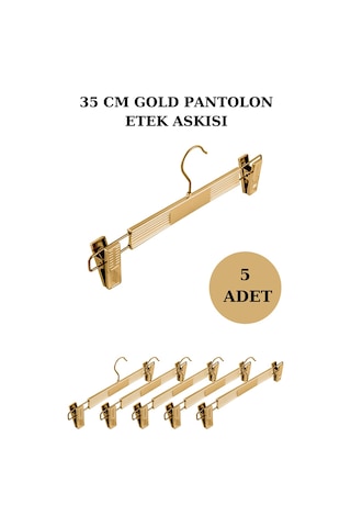 5 Adet Plastik Gold Kaplama Pantolon Askısı Etek Askısı Altın