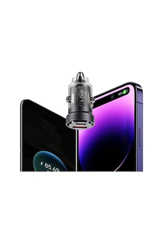 Transparent 45w Pd/qc Type C Ve Usb Çıkış Ultra Hızlı Mini Araç Şarj Cihazı L35