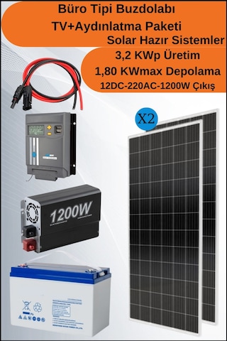 N&D Lighting Büro Tipi Buzdolabı+tv+aydınlatma Maxi Mono Solar Paket 3.2kwp