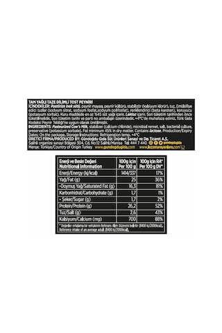 Gündoğdu Dilimli Tost Peyniri 600 G