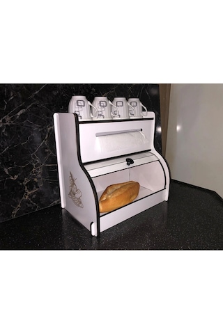 Ekmeklik New Bread Box,Havlu Peçetelik Saklama Gözlü, Baharatlık Rafı, Dekoratif Demonte Peçetelik Beyaz