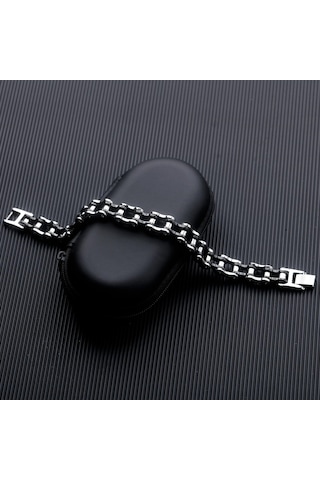 Siyah Opk Moda Erkek Bileklik Paslanmaz Çelik Bileklik 20cm Siyah