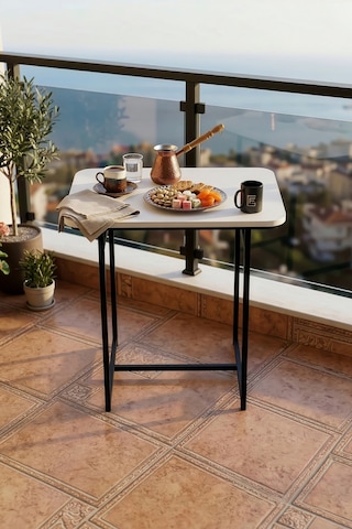 Mutfak Masası Modern 2 Kişilik Yemek Masası Şık Dayanıklı Balkon Cafe Bahçe Masa Minör 9816 Atlantik Beyaz